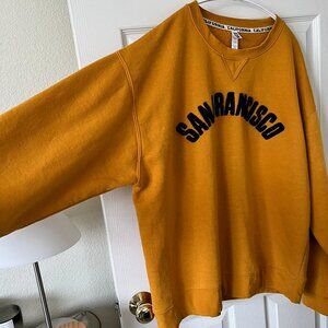 San Francisco Oversized Sweatshirt XXL Mustard Yellow Chenille Graphic Cozy